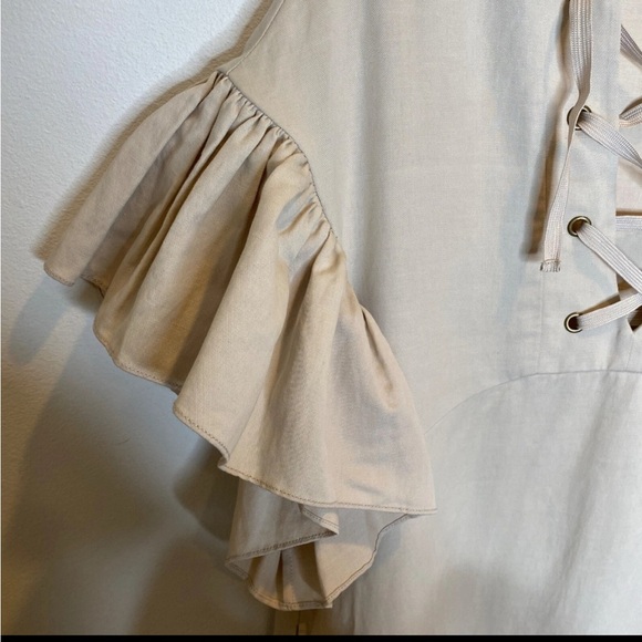 Ulla Johnson Marianne Dress M Ruffled Sleeve Lace Up Mini Twill Cottagecore Ren - Picture 3 of 4